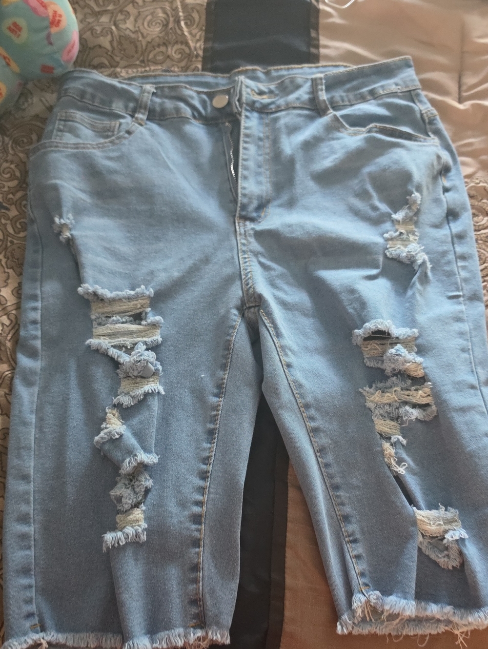 Distressed Light Blue Women’s Jeans Shorts